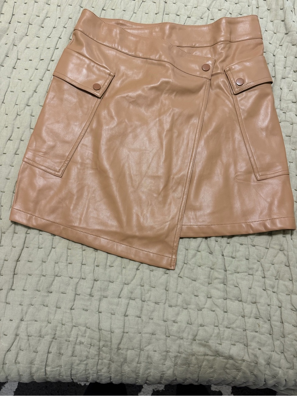 bishop + young camel vegan Leather Mini Skirt with Cargo Pockets